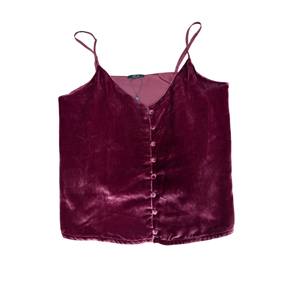 Rails Women Small Burgundy Silk Blend Velvet Cropped Cami Top Pointed Hem